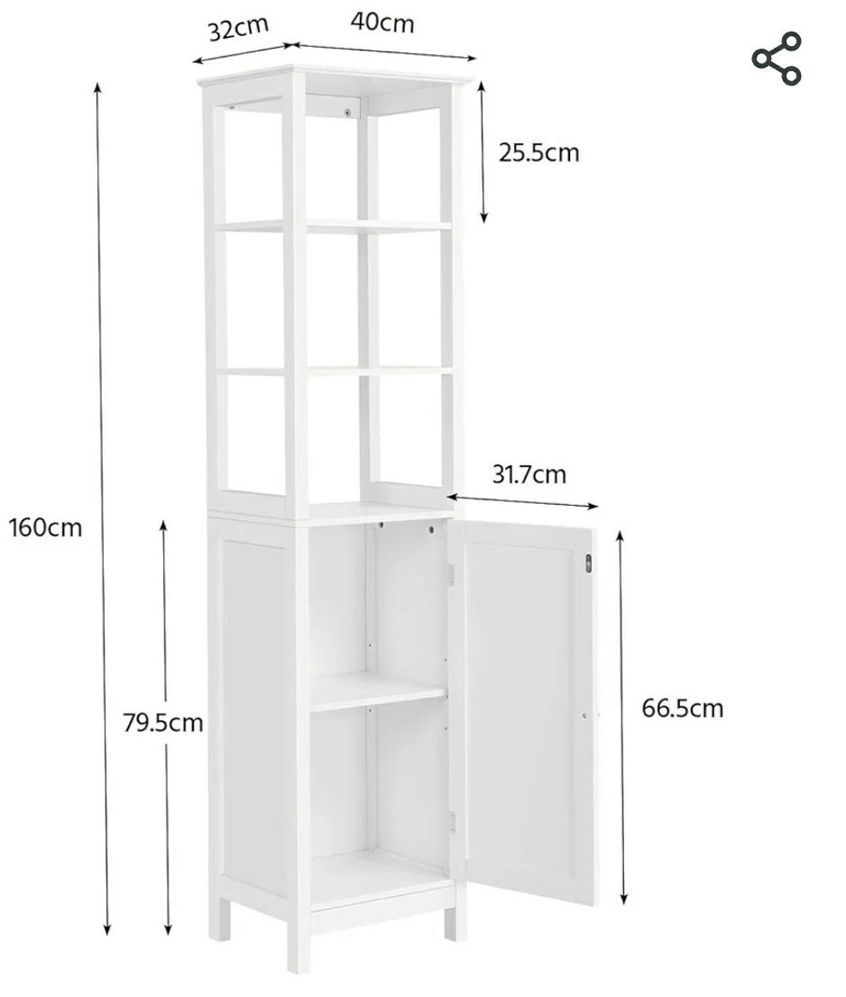 Yaheetech Wysoka szafka, szafka łazienkowa, regał 160 cm