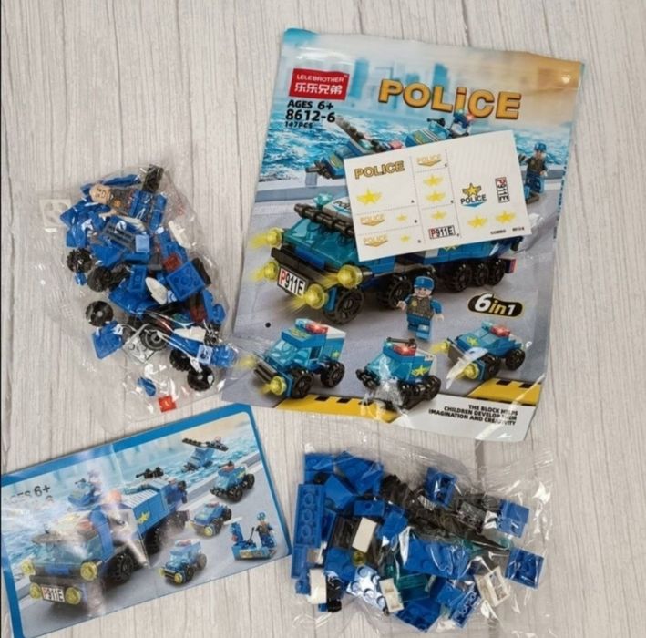 Конструктор лего поліція , машинка інерційна танк стріляє