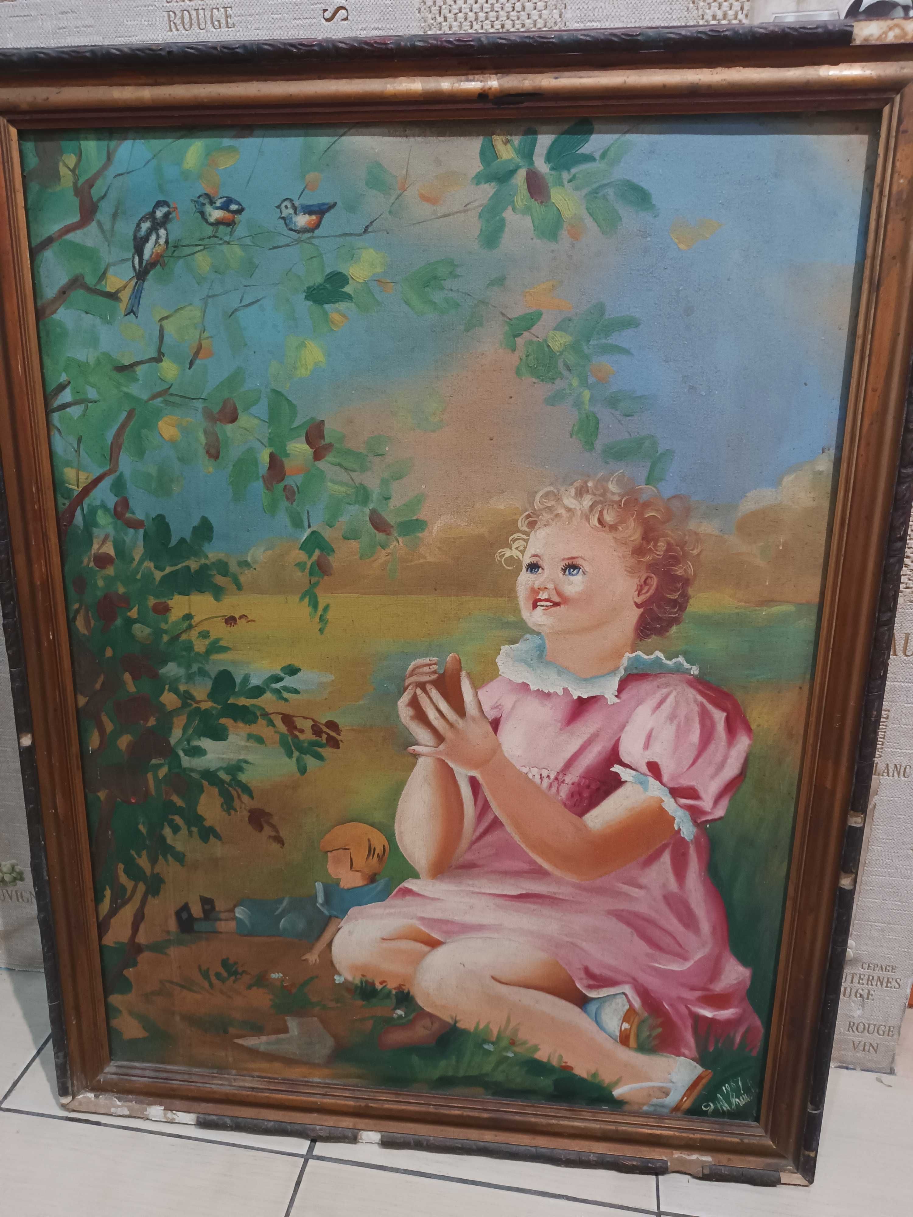 Картина "дівчинка з пташками 1967"