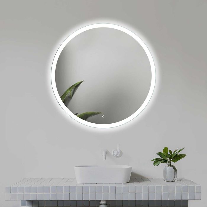 Okrągłe Lustro Łazienkowe z Podświetleniem LED Dotykowe 60 cm Anti Fog