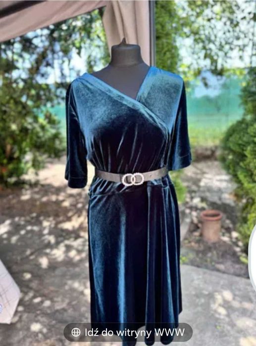 Sukienka welurowa butelkowa zielen 44/46