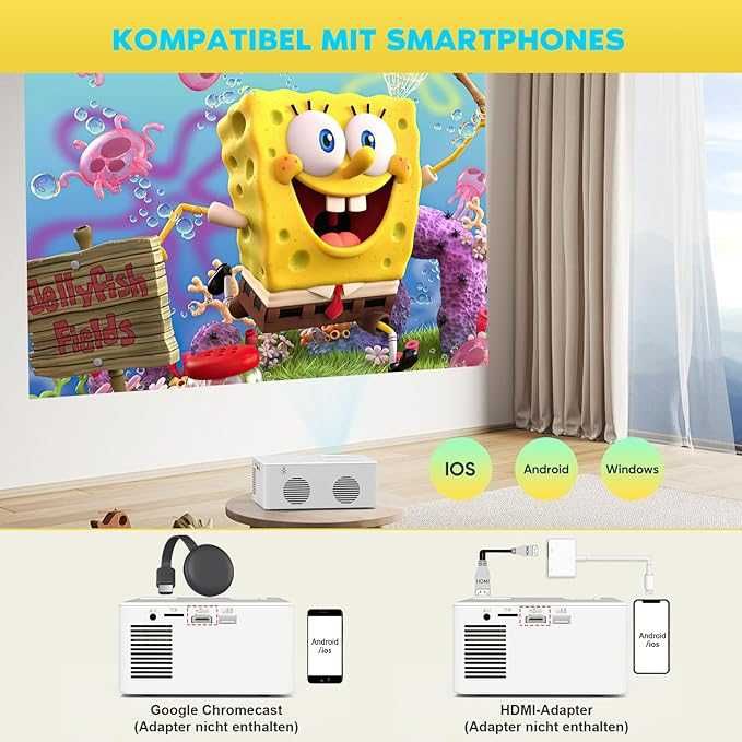 Mini rzutnik, mini projektor Bluetooth Full HD PURSHE