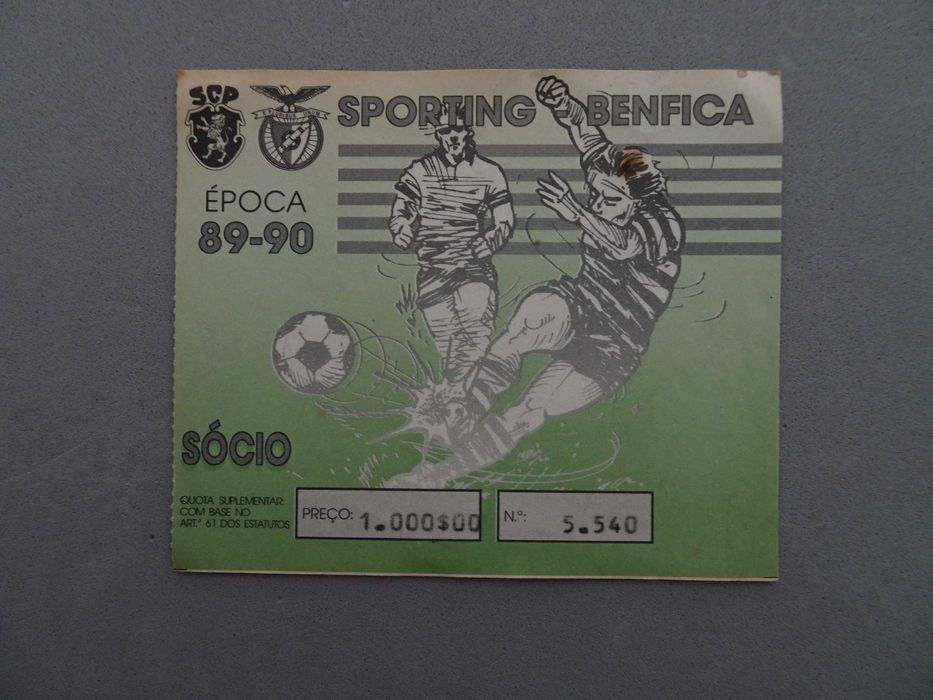 Bilhete Futebol Época 89/90 Sporting Benfica