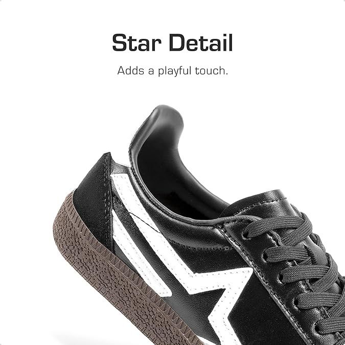 DREAM PAIRS Modne Trampki Dziecięce z Gwiazdką, Czarne/Białe 35 EU