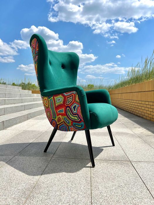 fotel uszak, skandynawski, loft, nowoczesny lata 50