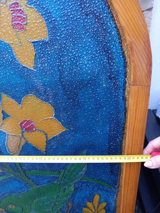 Vitral grande tema flores, antigo