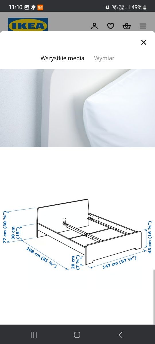 Łóżko Askovoll 140×200kompletne+szuflady+materac