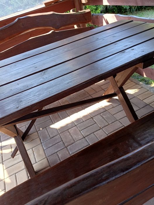 Zestaw ogrodowy stół z dwoma ławkami