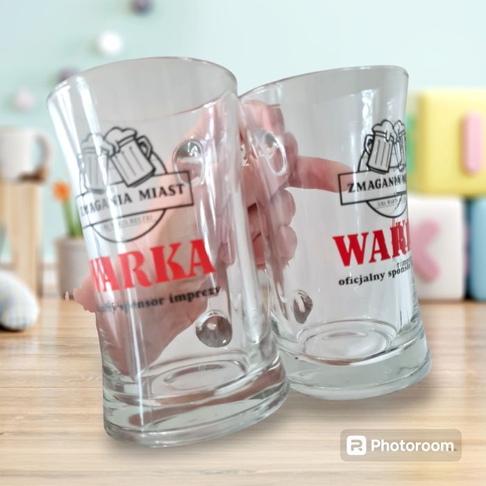 Kufel pokal do piwa komplet 2 sztuki Warka 250 ml