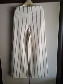 Kremowe spodnie H&M 34 XS wysoki stan szerokie nogawki kuloty
