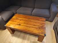 Piękny stolik kawowy z palisandru 70x119x46 cm – szkło gratis