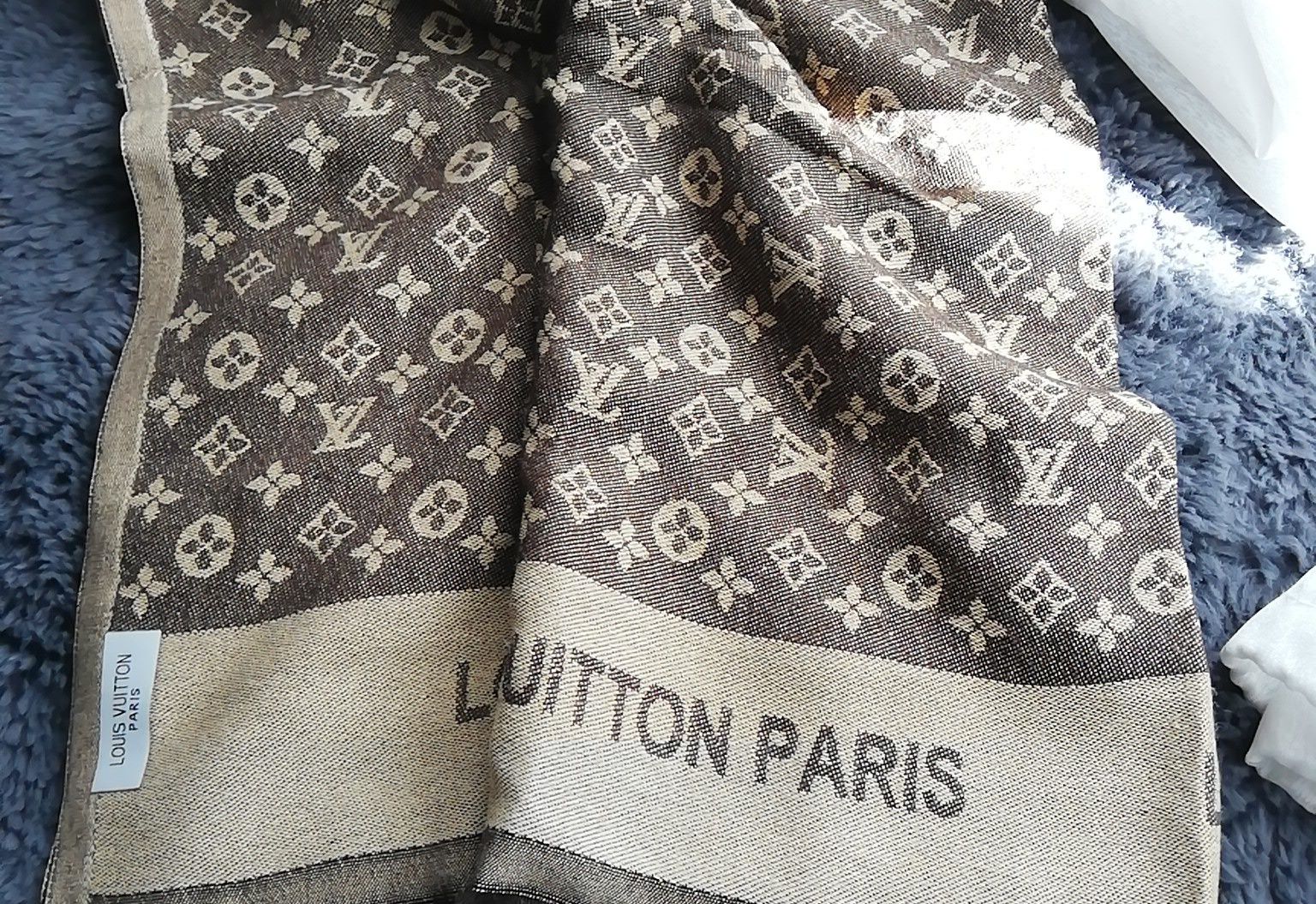 Szal LV monogram brąz beż Louis Vuitton LV premium