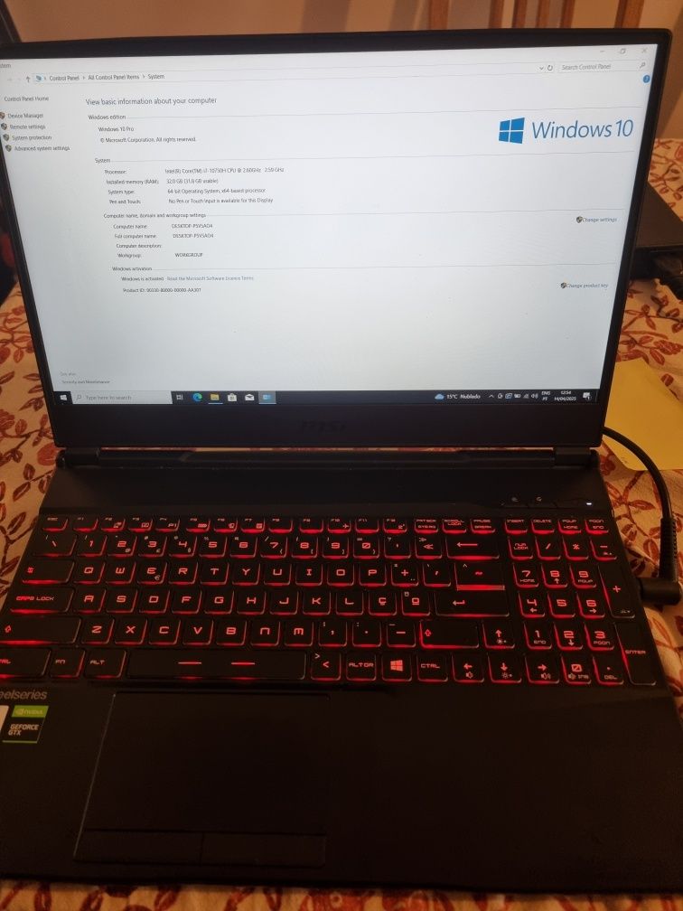 Portatil MSI GL65 Leopard i7 32GB RAM 1T SDD GeForce GTX 1660 Ti