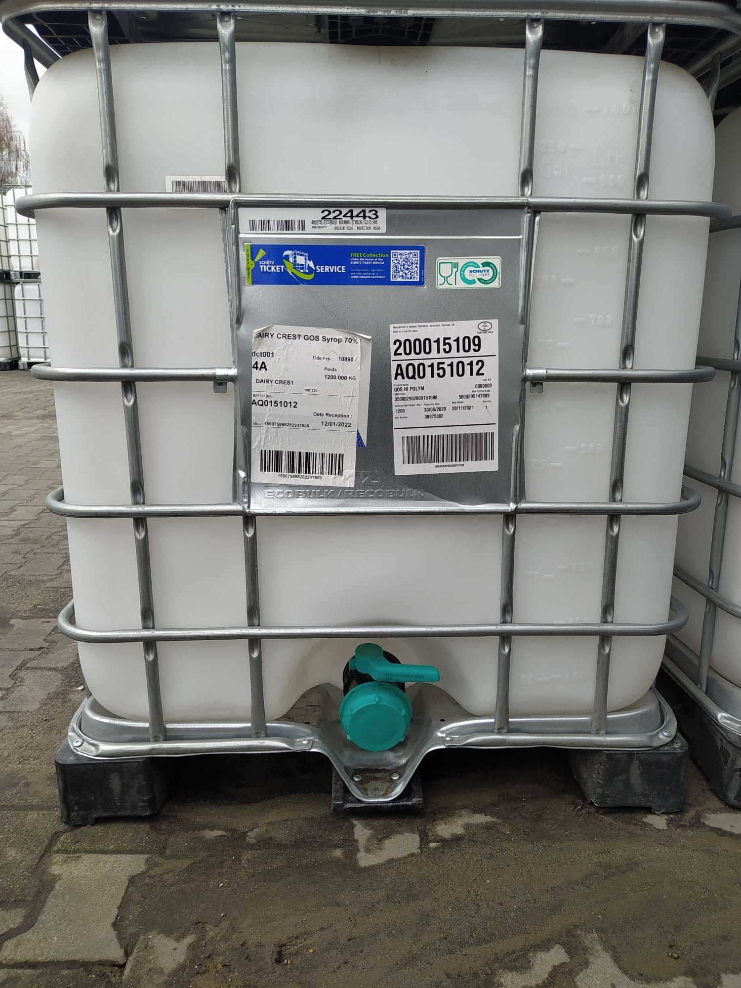 Zbiornik IBC 1000l po art spożywczych, paletopojemnik,mauzer