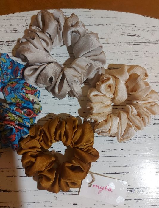 Scrunchies jedwabne,  jedwab naturalny morwowy 4 sztuki