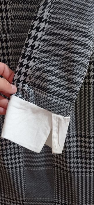 Sukienka wizytowa w kratkę z białym kołnierzykiem nowa rozmiar S