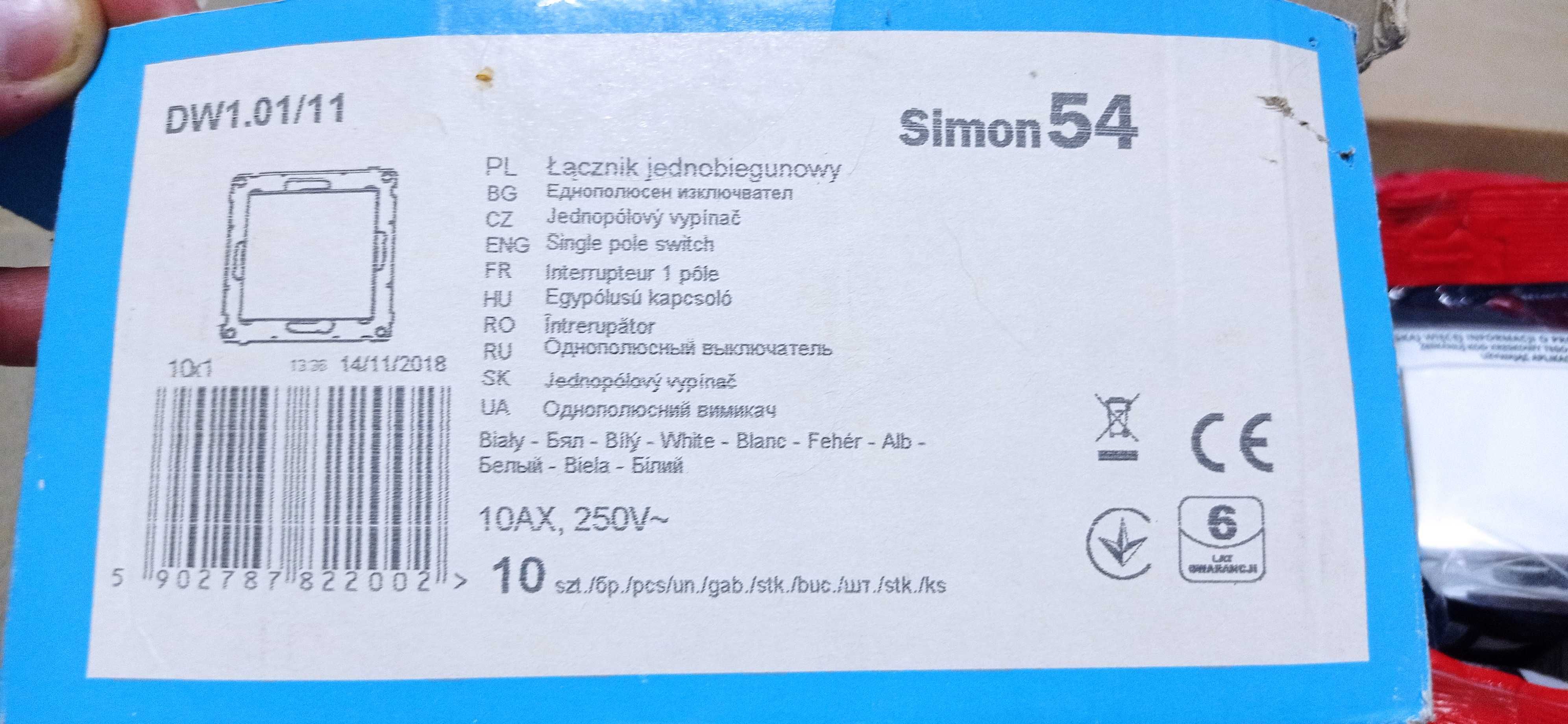 Łącznik jednobiegunowy SIMON 54