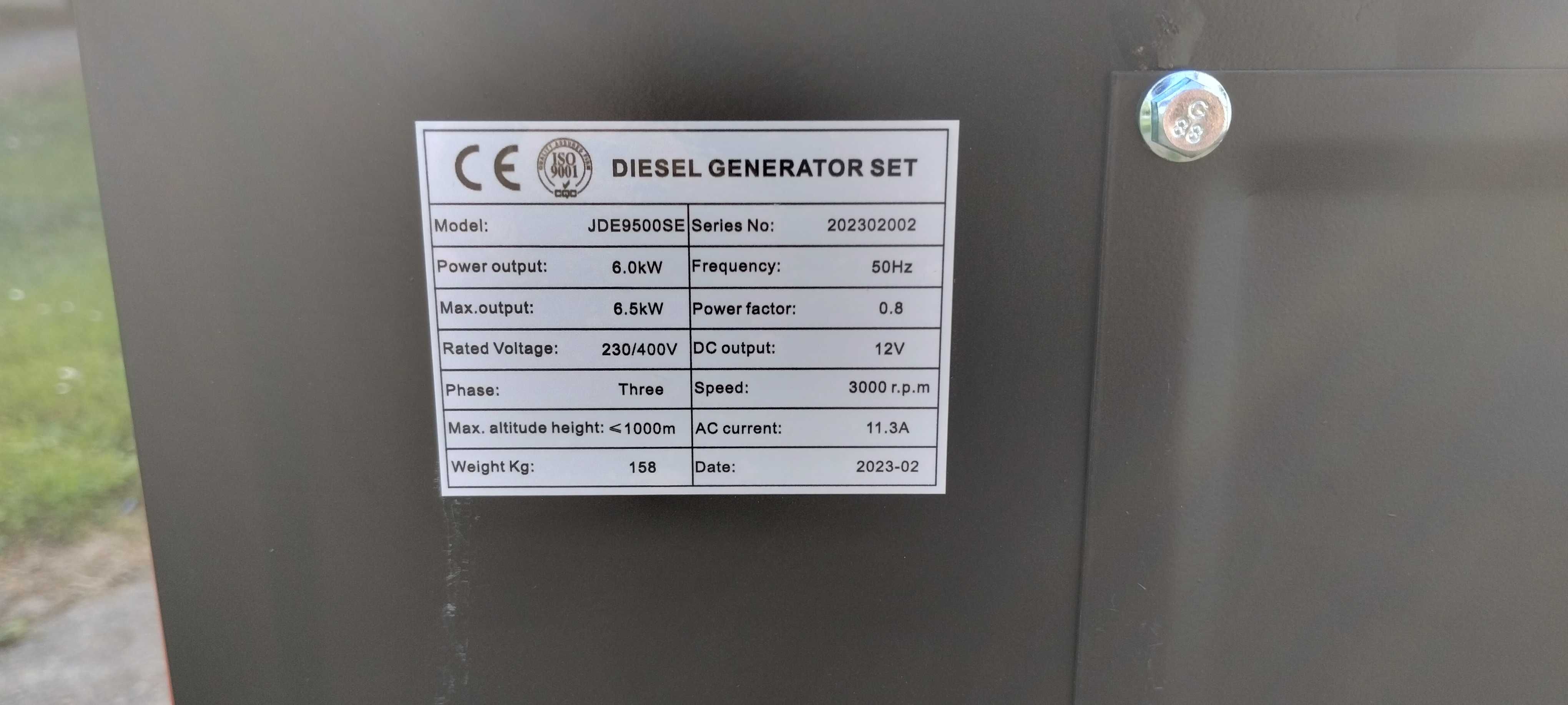 Cichy agregat prądotwórczy GEN POWER JDE9500SE 8 kW AVR DIESEL 3FAZY