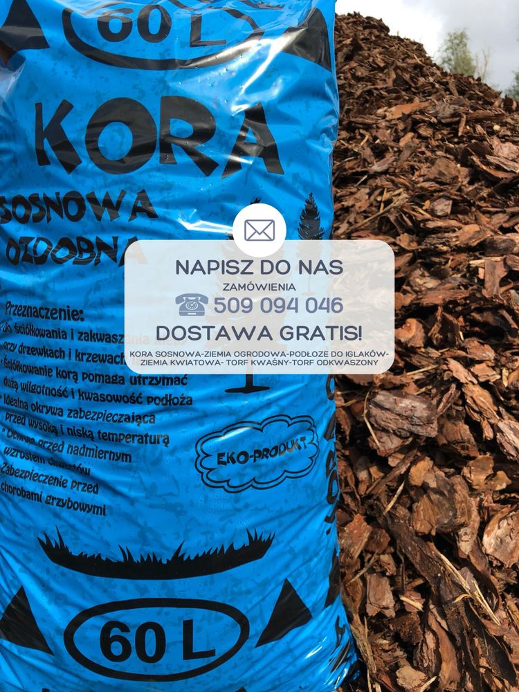 Kora sosnowa ziemia ogrodowa kwiatowa do iglaków torf Dostawa Gratis