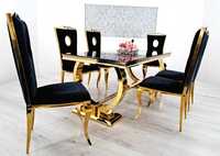 Jadalnia GLAMOUR 180x90 Omega + 6 krzeseł VICTORIA GOLD / BLACK