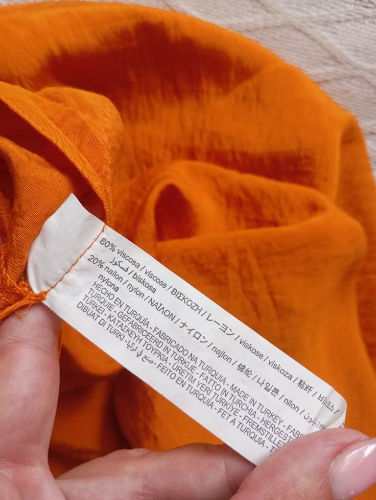 ZARA M efektowna pomarańczowa musztardowa spódnica midi dluga