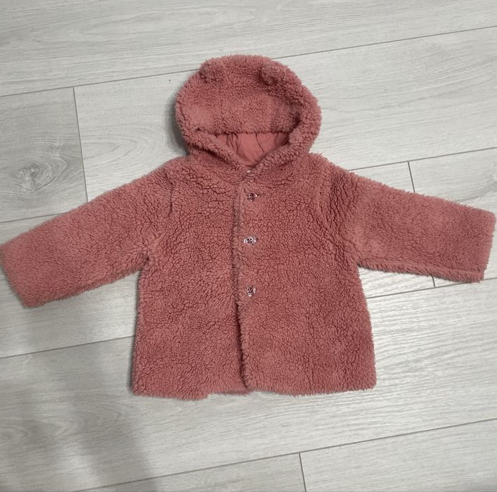 Теплая розовая куртка/шубка на девочку GAP 1,5-2 года, тедди