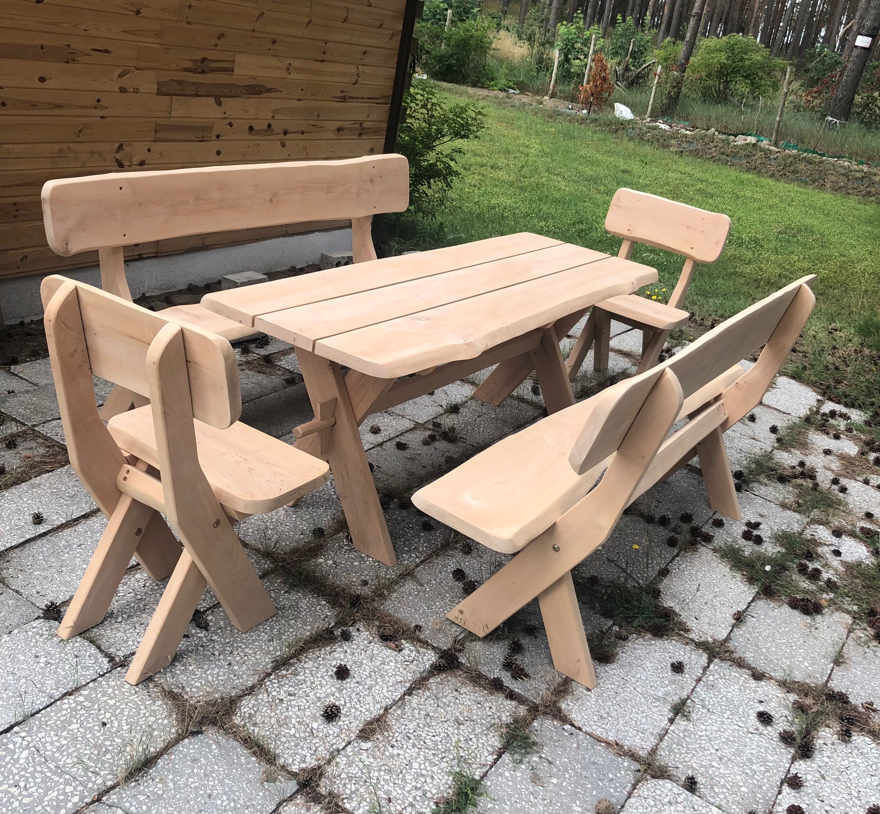 Meble ogrodowe komplet tarasowe drewniane solidne olcha zestaw OD RĘKI