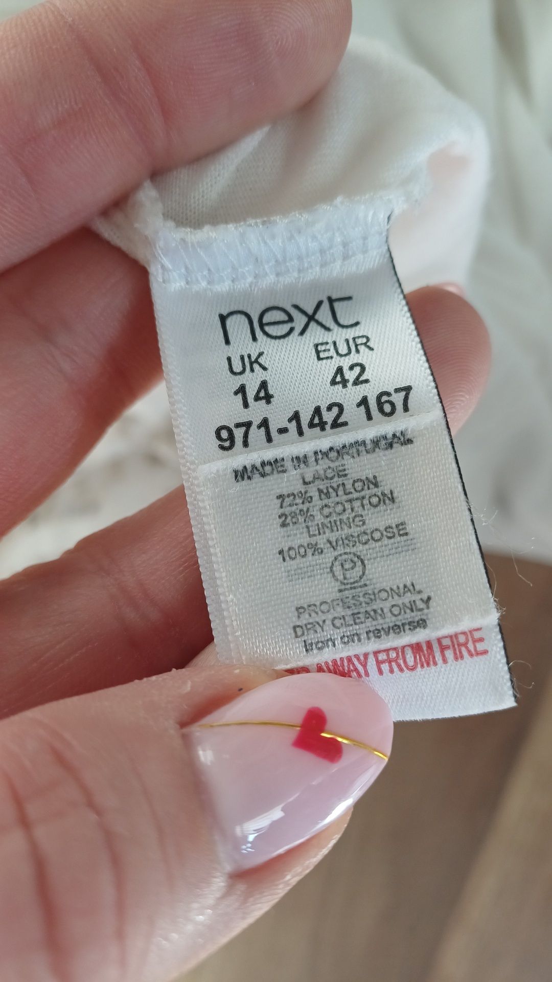 Sukienka koronkowa biała XL komunia chrzest 42 wiskoza elegancka next