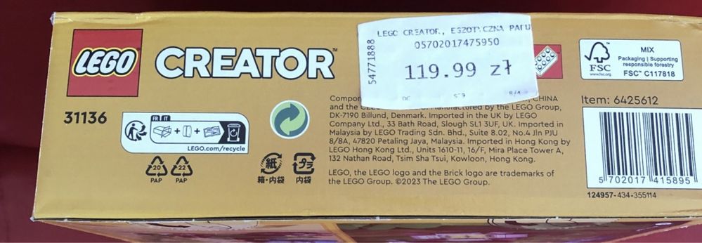 LEGO Creator 3w1 Egzotyczna, różowa papuga