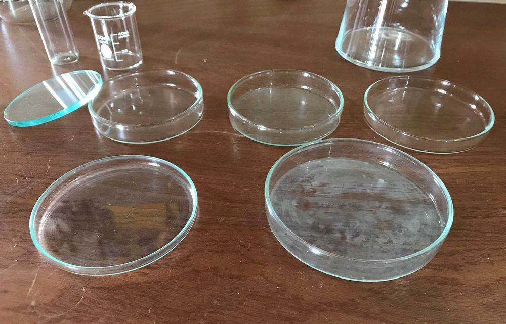 Vidros de laboratório. Coleção Schott Duran vintage