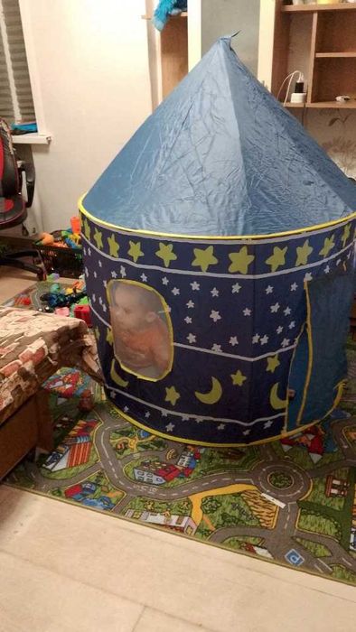 Намет дитячий ігровий, замок намет, будиночок з сумкою, Синій ,Рожевий