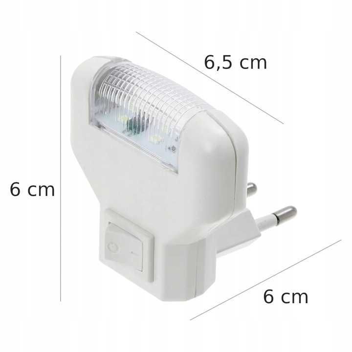 Mini lampka NOCNA LED 1W DO GNIAZDKA Z Wyłącznikiem Kątowa Biała SUPER