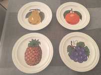 Conjunto de 4 Pratos decorativos antiguidade Gesol Frutas