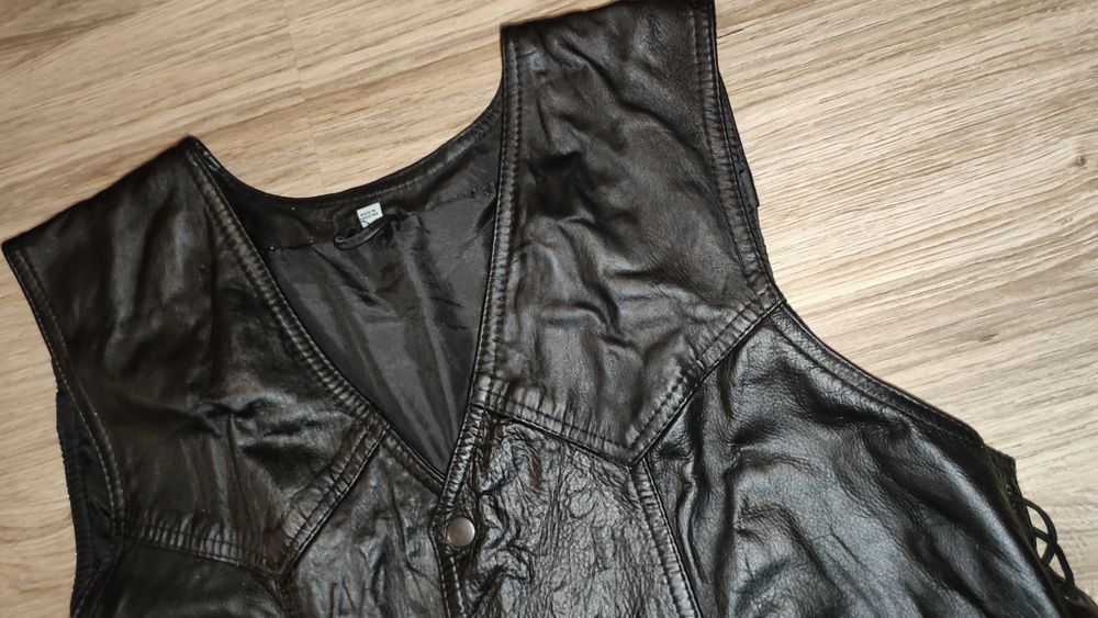 Kamizelka skórzana męska wiązana XXL