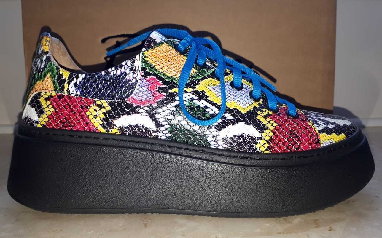 Sneakersy RUSIN VELANNE MULTI SNAKE skóra naturalna r.38