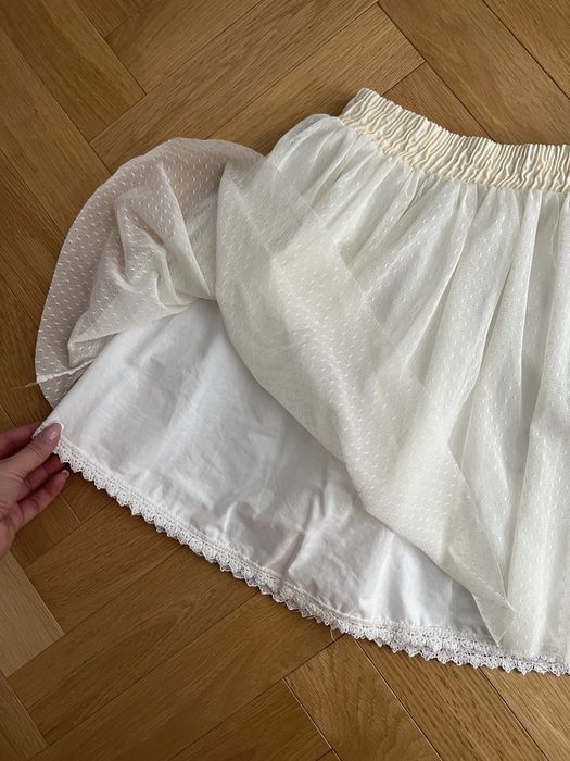 Spódniczka S stradivarius kremowa mini tiulowa rozkloszowana dziewczęc