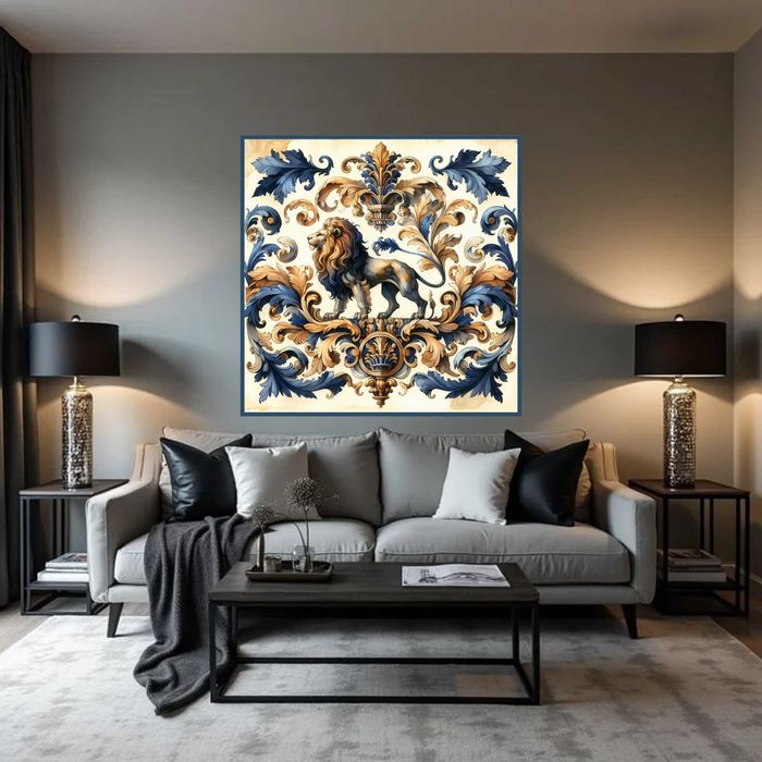 Grafika z liśćmi akantu - Francja XVIII wiek  - 100cm x 100cm