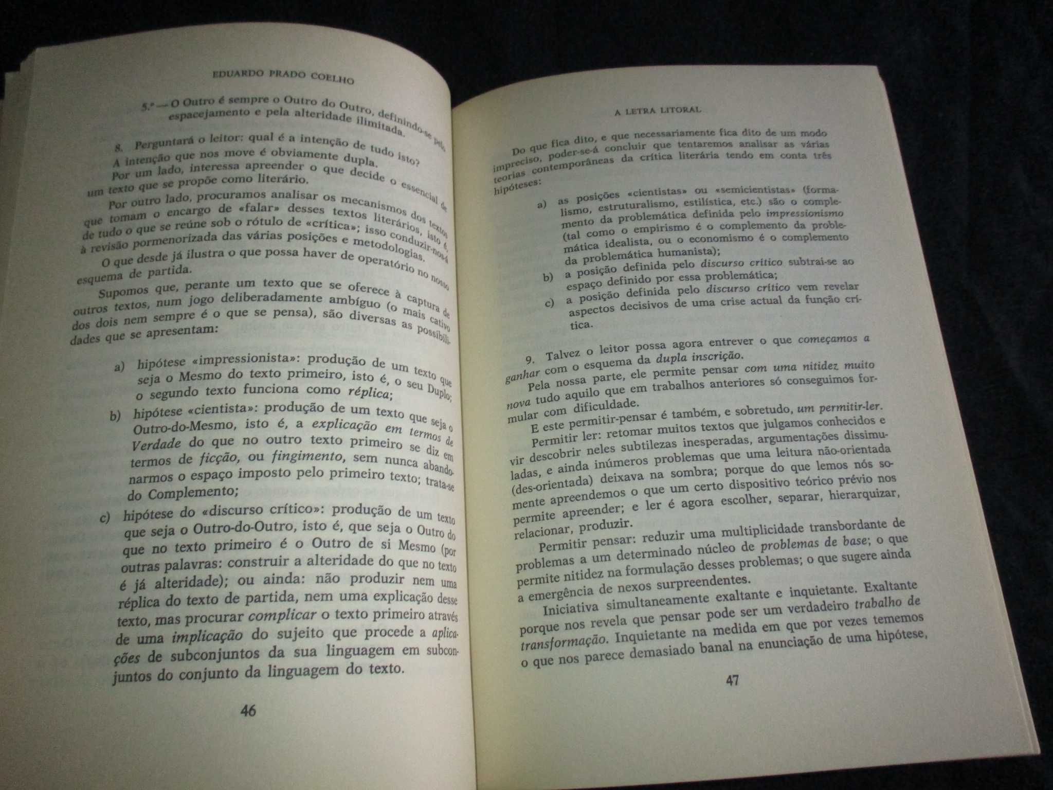 Livro A Letra Litoral Eduardo Prado Coelho