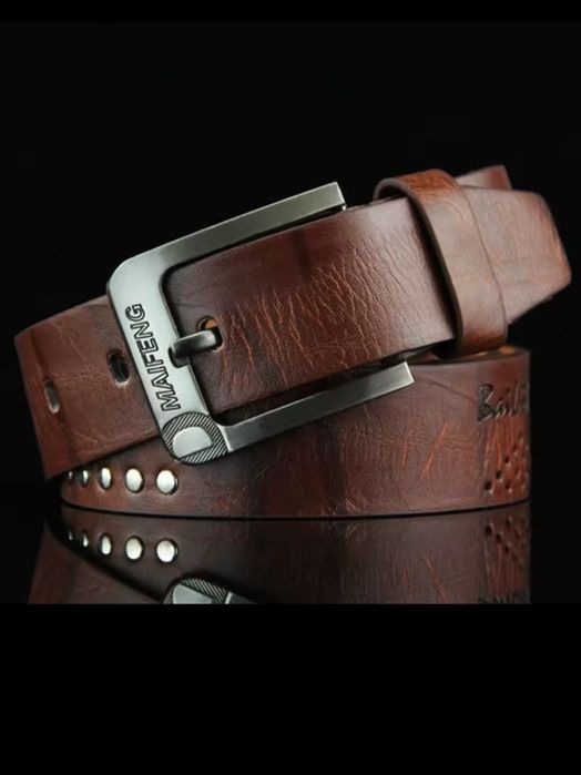 Nowy Pasek kowbojski metalowa klamra 120.cm metalowe cwieki