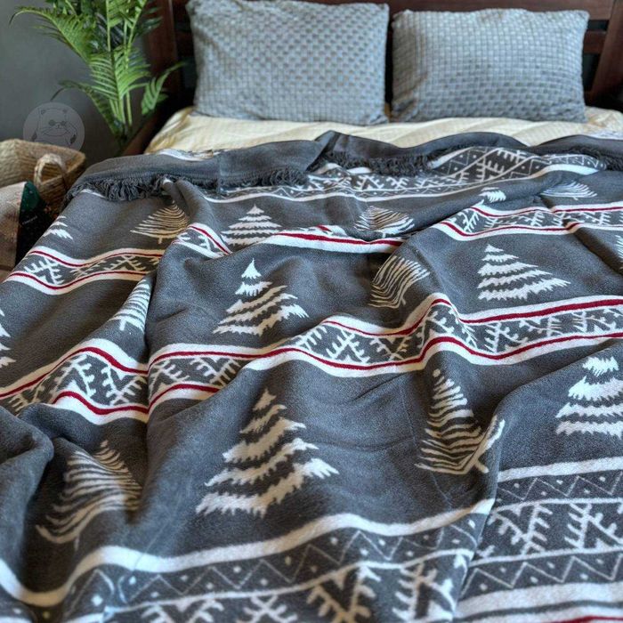 Новорічний плед євро Bridge Двостороннє покривало новорічне 200х220 см