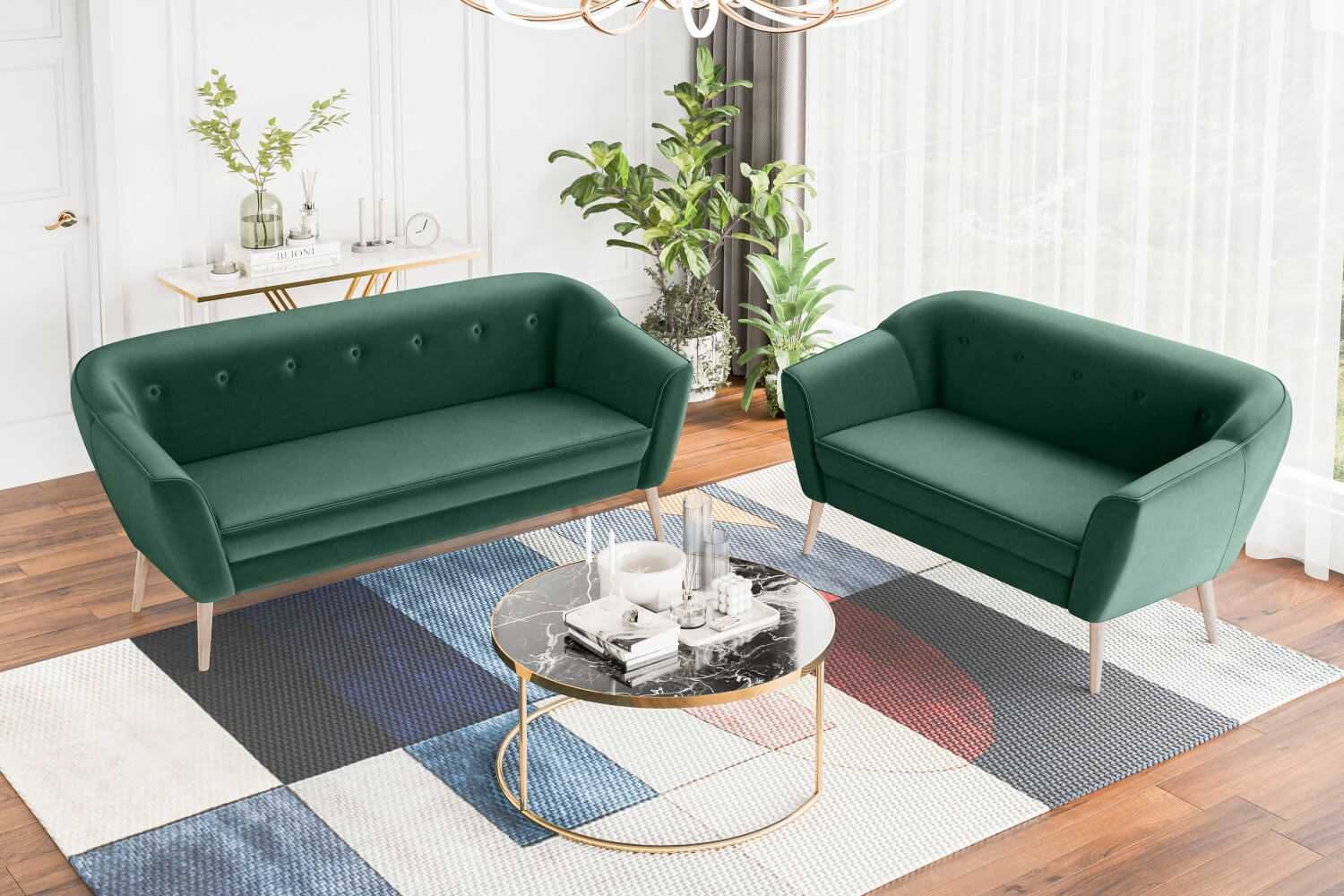 Sofa w stylu skandynawskim na drewnianych nóżkach do salonu DIMA