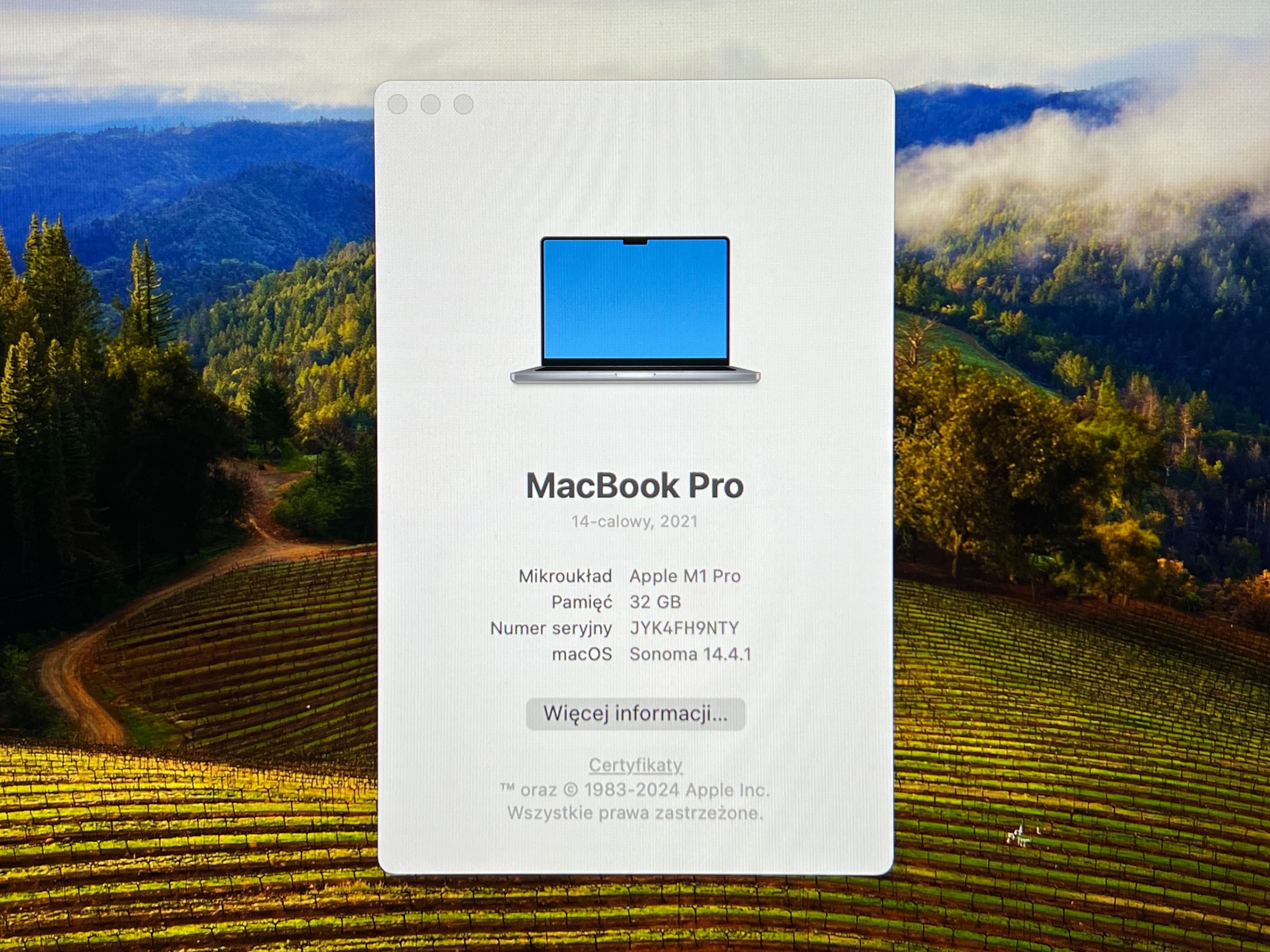2021 MacBook Pro A2442 14" M1 PRO 32GB 512GB FV23% (MM227)