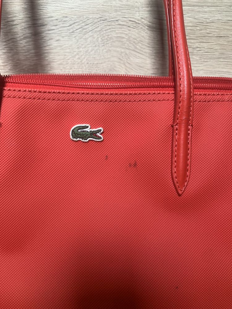 Torebka shopper lacoste czerwona duza