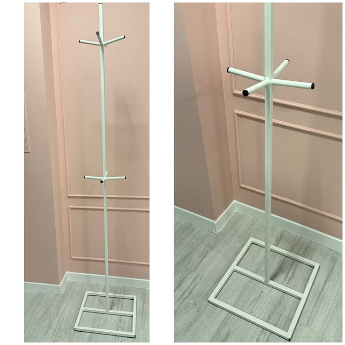 Стійка/рейл/вішалка для одягу, металева, біла, лофт