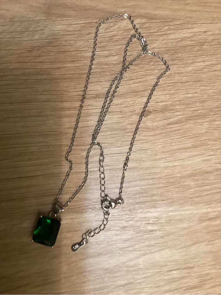 Szmaragd 1 cm Mega Cudo srebro 925 naszyjnik