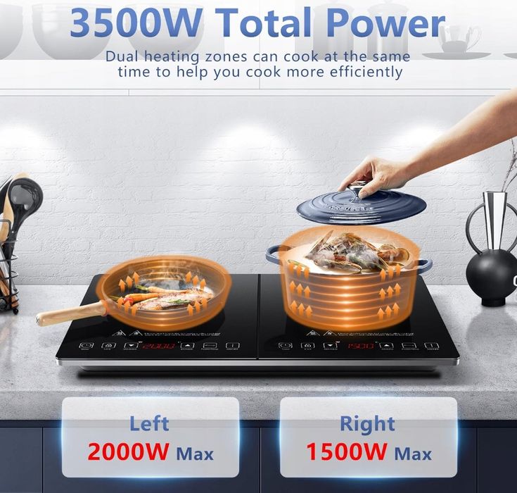 Płyta Indukcyjna Amzchef 2-Polowa, 3500 W Powystawowy