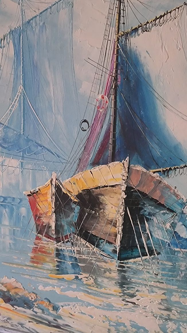 Картина "Корабли в море" ( 60*60 см)