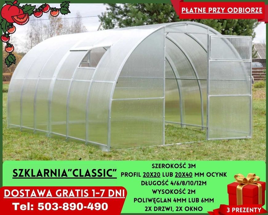 Szklarnia Ogrodowa 3x4m poliwęglan 4/6 mm Sprzedam Gratisy Źary