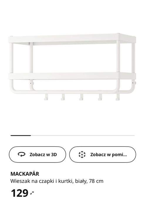 Wieszak metalowy z półką na czapki MACKAPAR Ikea