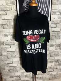 Stylowa duża męska koszulka tshirt  being vegan